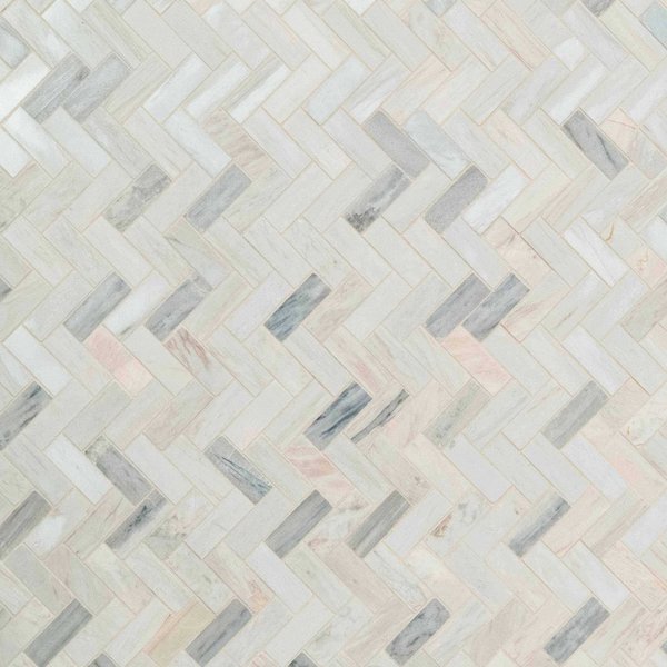 Msi Angora Herringbone 12 In. X 12 In. X 10 Mm Polished Marble Mesh-Mounted Mosaic Tile, 10PK ZOR-MD-0199